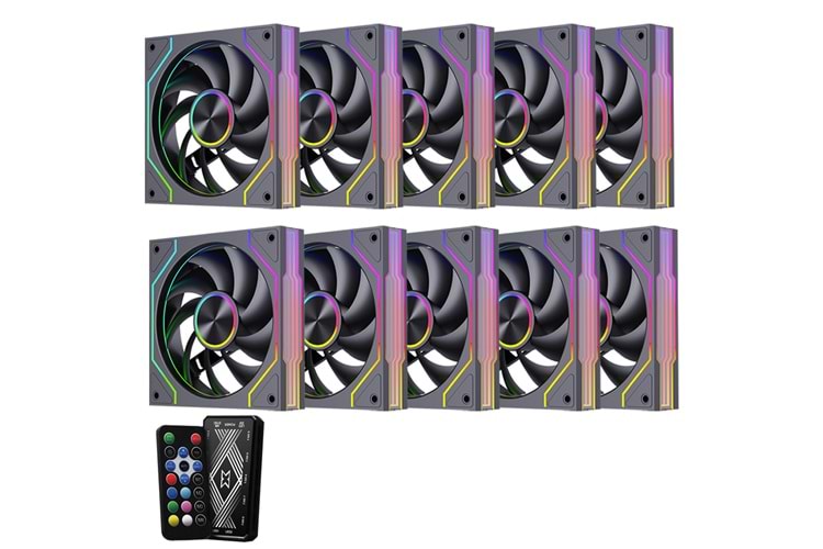 GAMELİNE FRESH x1 10'LU SET KUMANDALI ARGB 120MM Kasa Fanı 6 PİN Siyah