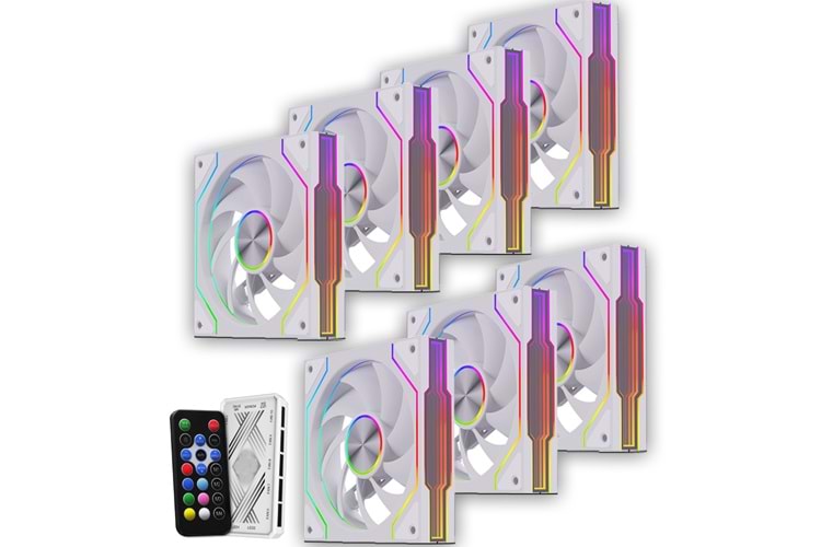 GAMELİNE FRESH x1 7'li SET KUMANDALI ARGB 120mm Kasa Fanı 6 PİN Beyaz