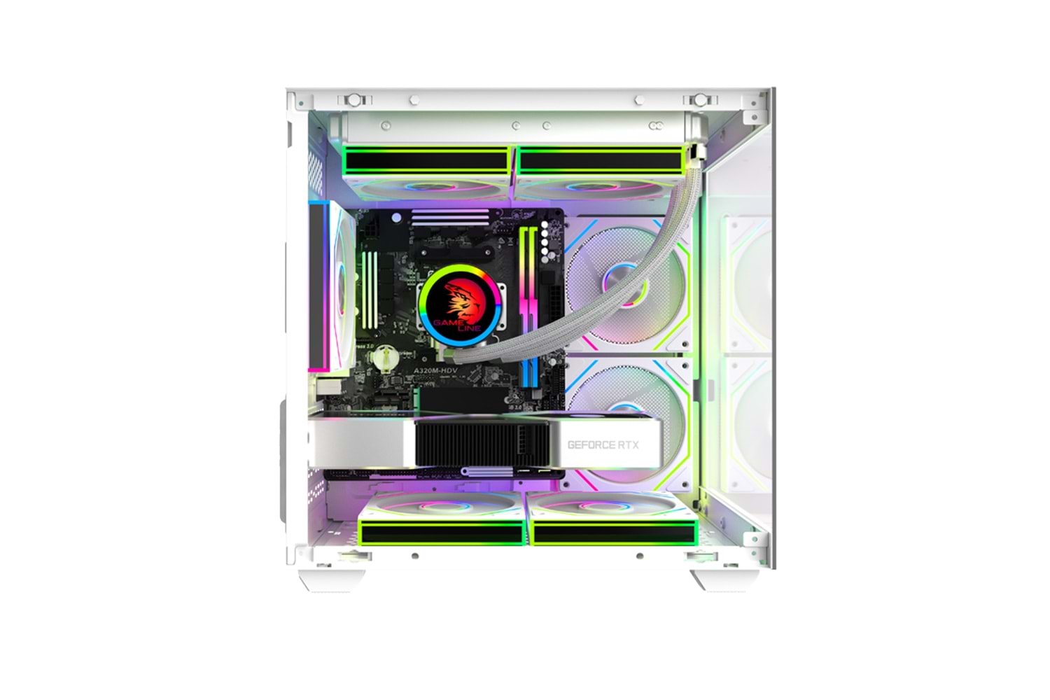 GAMELİNE HIPER V4 5x RGB Fanlı USB 3.0 Gaming Bilgisayar Kasası Beyaz